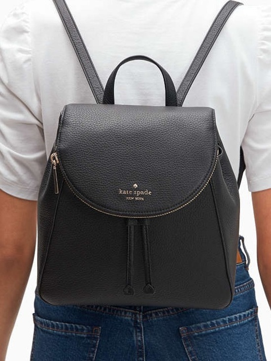 Kate Spade Black Leila Pebbled Backpack MSRP $399 main image 7
